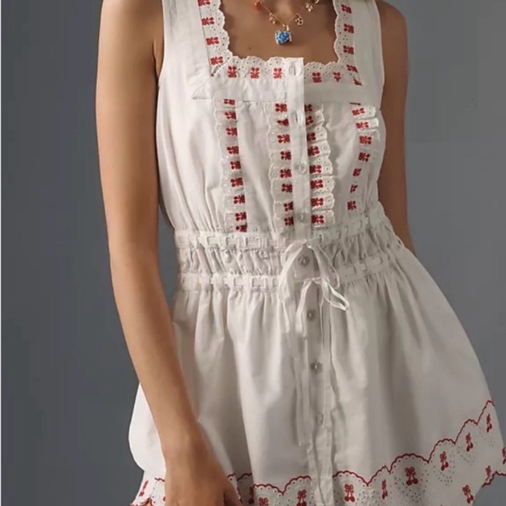 Anthropologie Damson Madder Amaya cherry mini dress US size 10